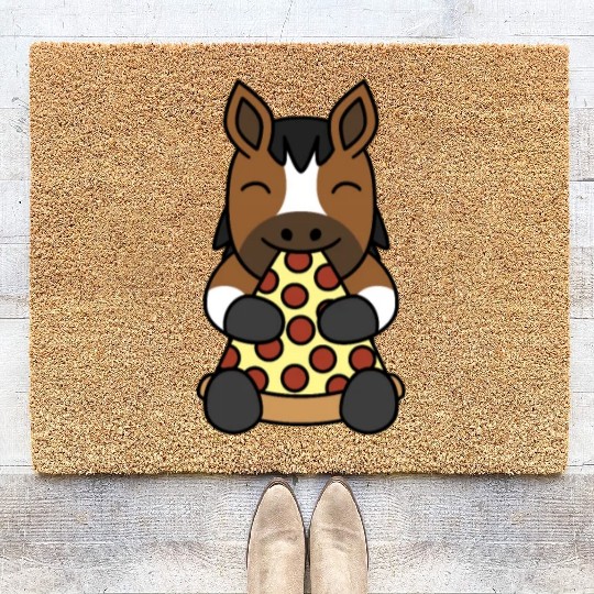 Horse Pizza Lover Coir Doormats