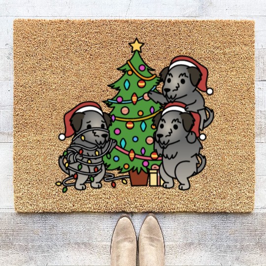 Irish Wolfhound Christmas Tree Coir Doormats