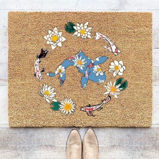 Koi Carp Japan Fish Colorful Pond Hobby Coir Doormats