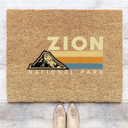 Retro Zion National Park US Vintage Utah Adventure Coir Doormats