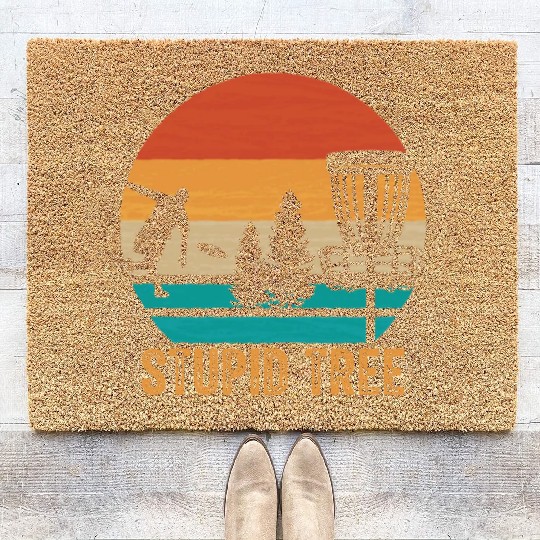 Stupid Tree Disc Golf Vintage Ultimate Frisbee Coir Doormats