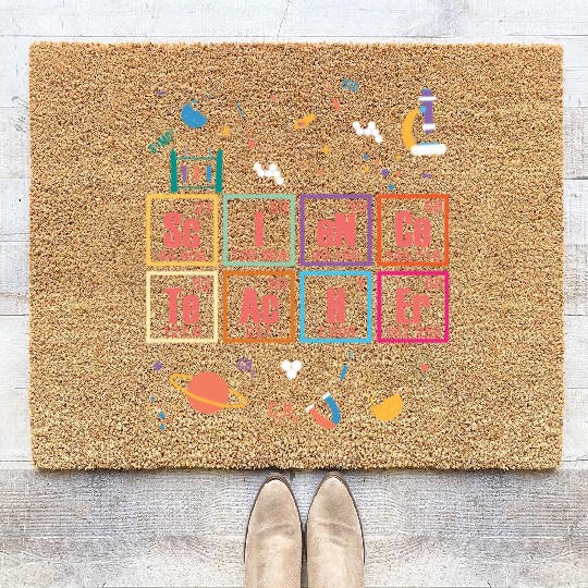 Science Teacher Periodic Table Of Elements School Coir Doormats