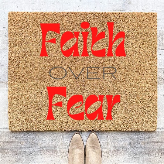 Faith over Fear Typography Coir Doormats