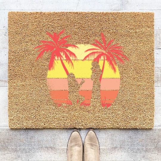 Lesbian Couple Romantic Marriage Propose Summer Coir Doormats