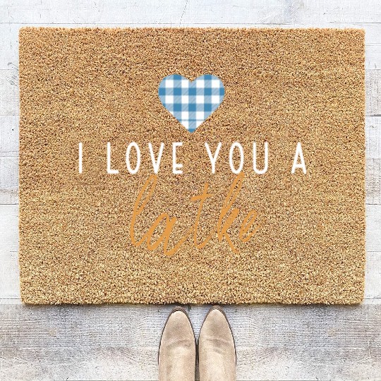 I Love You A Latke Funny Jewish Pun Hanukkah Coir Doormats