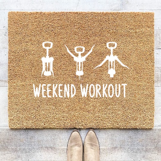 Weekend Workout Wine Corkscrew, Wine Lover Tasting Coir Doormats