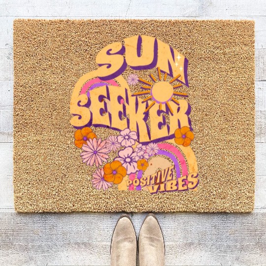 Sun Seeker Positive Vibes Summer Vacation Floral Coir Doormats