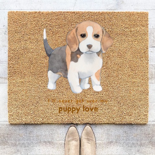I'll Never Get over my Puppy Love. Adorable Beagle Coir Doormats