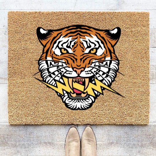 Tiger face and lightning bolt Coir Doormats