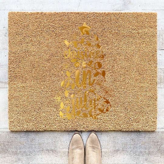 Christmas In July Colorful Xmas Tree Lights Coir Doormats