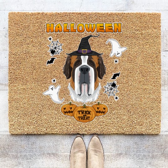Happy Halloween I Dog Lover I Saint Bernard Coir Doormats