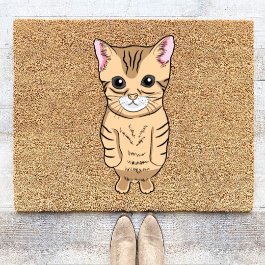 Cute Standing Cat Meme Cute Kitten Standing on Two Coir Doormats