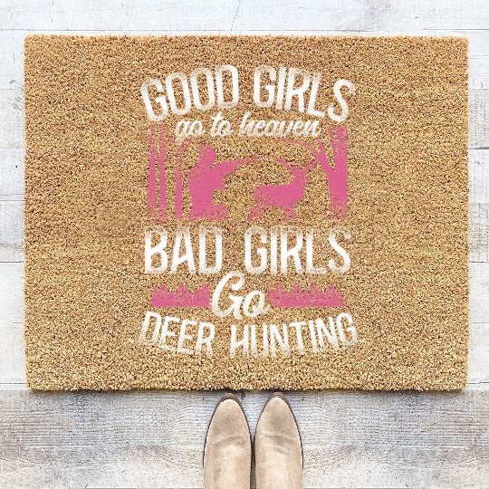 Buck Deer Hunting Hunter Girl Coir Doormats