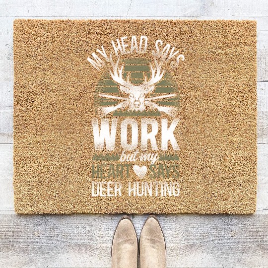 Buck Deer Hunting Hunter Vintage Coir Doormats