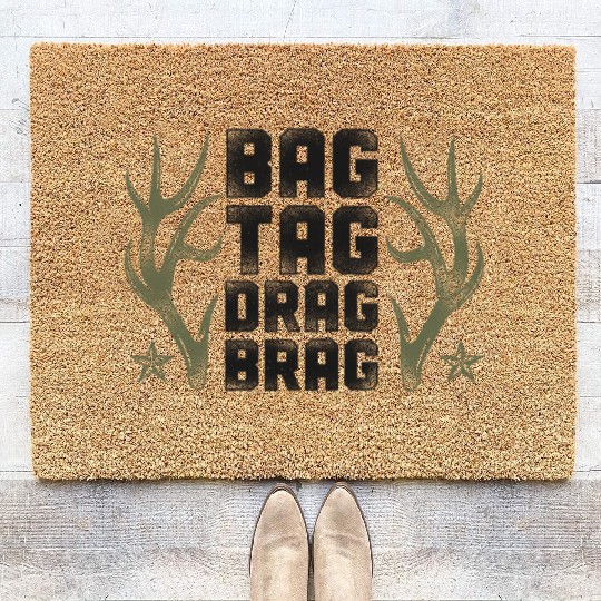 Buck Deer Hunting Hunter Vintage Coir Doormats