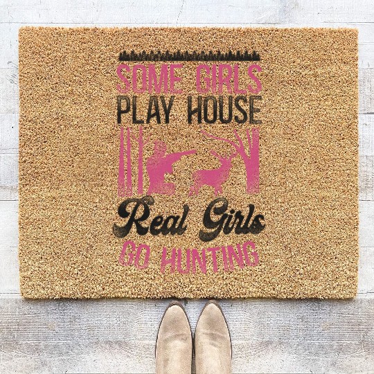 Buck Deer Hunting Hunter Girl Coir Doormats