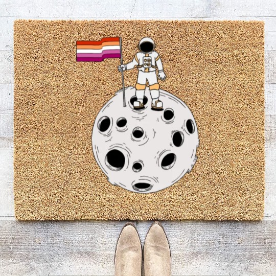 Lesbian Astronaut On Moon Lesbian Flag Coir Doormats
