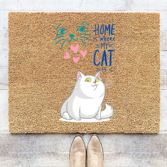 Cat Home Smart Animal Funny Meme Love Family Pet Coir Doormats