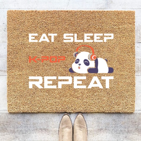 eat sleep k-pop, k pop music, korean pop music Coir Doormats