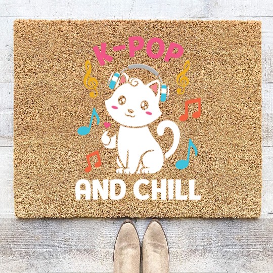 kpop and chill k pop music, korean pop music Coir Doormats