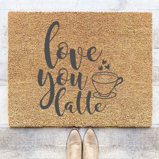 Love You Latte Coffee Lover Coir Doormats