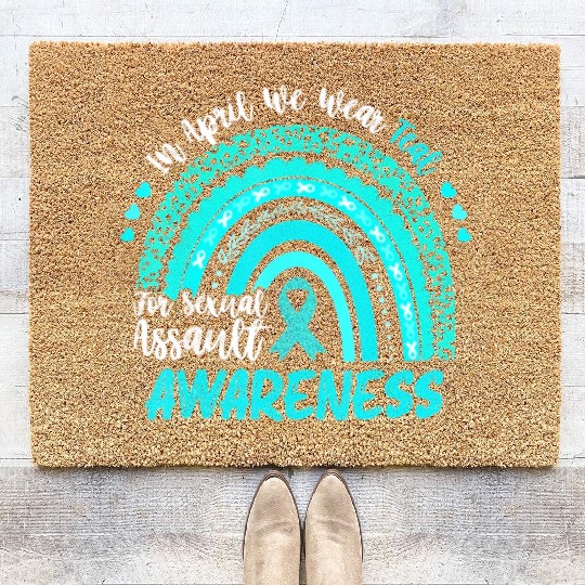 In April We Wear Teal Sexual Assault Coir Doormats