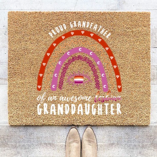 Rainbow Grandfather Lesbian Granddaughter Coir Doormats
