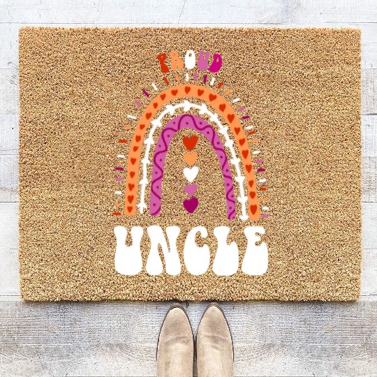 Proud Uncle Lesbian Pride Boho Rainbow Coir Doormats