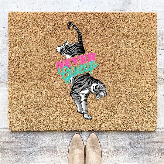Never Give Up Tiger Coir Doormats