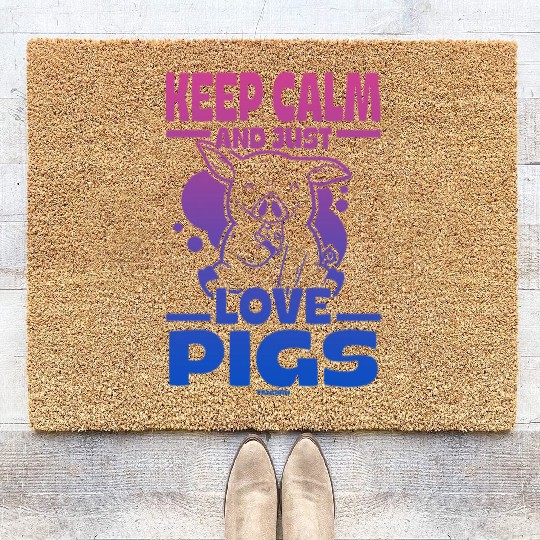 Pig animal piglet farm funny gift Coir Doormats