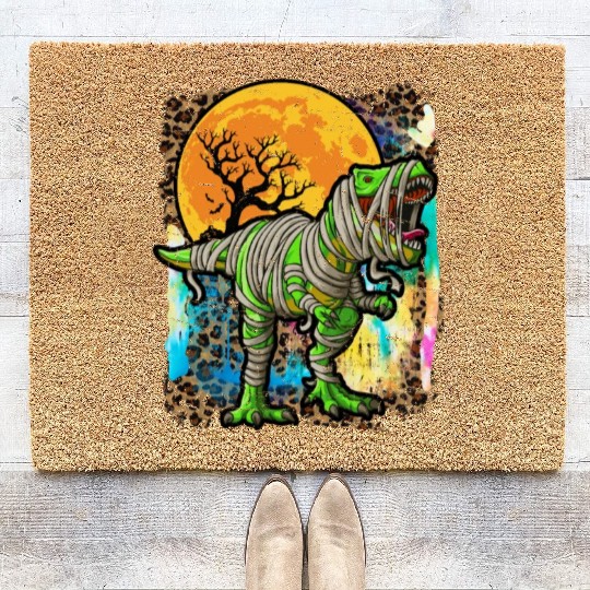 Halloween Dinosaur Zombie Tie Dye Coir Doormats