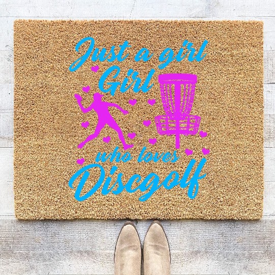 Girl Who Loves Disc Golf Vintage Ultimate Frisbee Coir Doormats