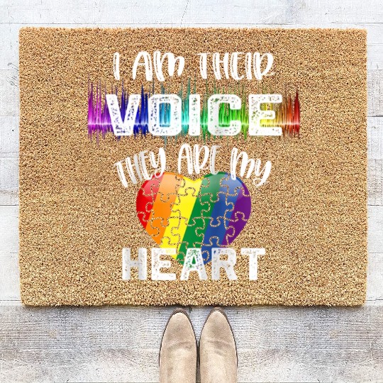 Autism Teacher I Am Their Voice They Are My Heart Coir Doormats