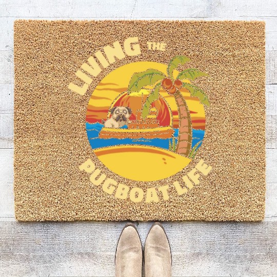 Tugboat Pugboat Life Sailing Pug Owner Boat Coir Doormats