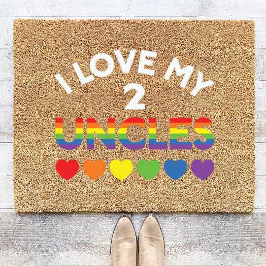 LBGT Flag Gay Pride Human Love my 2 Uncles Coir Doormats