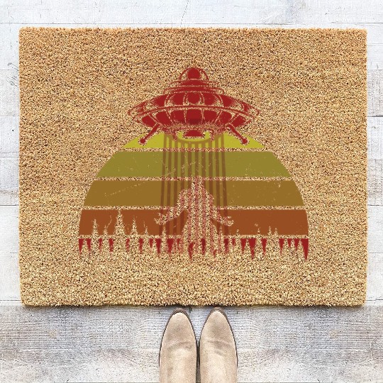 Bigfoot UFO Alien Forest Fantasy Coir Doormats