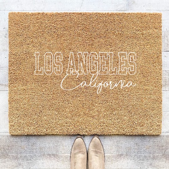 Womens Los Angeles California Letter Print Half Coir Doormats