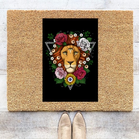 Psychedelic Lion Coir Doormats