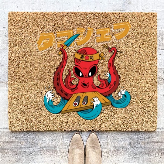 Octopus Chef Sushi | Japanese Food Coir Doormats | Anime