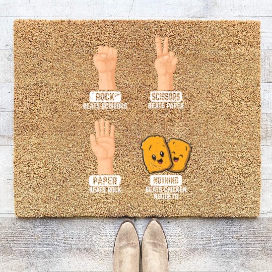 Rock Paper Scissors Nothing Beats Chicken Nuggets Coir Doormats