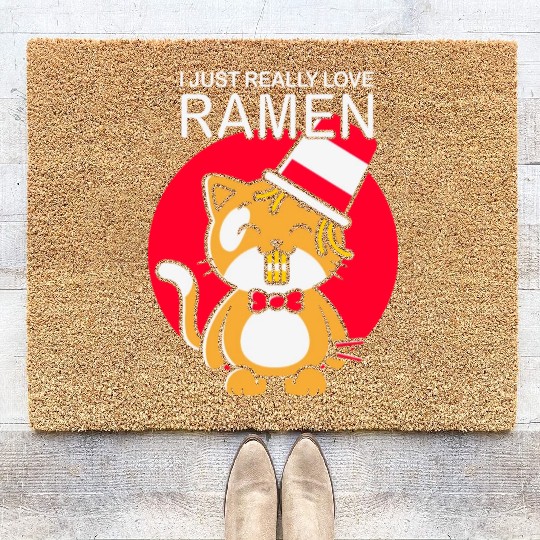 Cat Ramen Lover I Just really love Ramen Coir Doormats