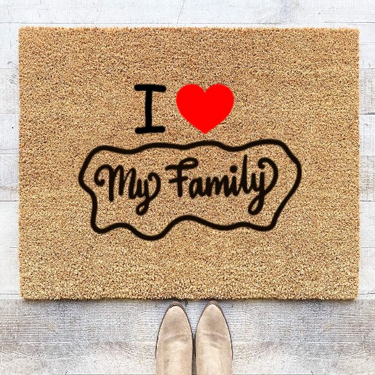 I Love My Family Funny design Classic Coir Doormats