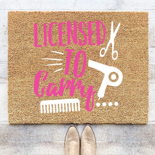 Licensed To Carry Hairdresser Pun Gun Coir Doormats
