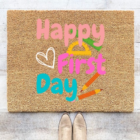 Happy First Day of School Coir Doormats Kindergarten Teach
