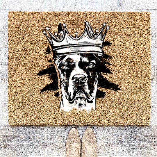 Great Dane dog wearing a crown - dog lover Coir Doormats