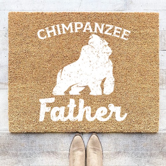 Chimpanzee Father Monkey Wildlife Animal Zookeeper Coir Doormats