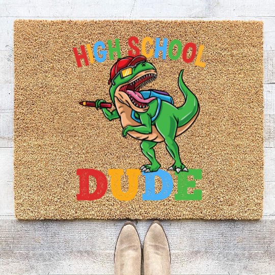High School Dude T-Rex Dinosaur Boys Coir Doormats