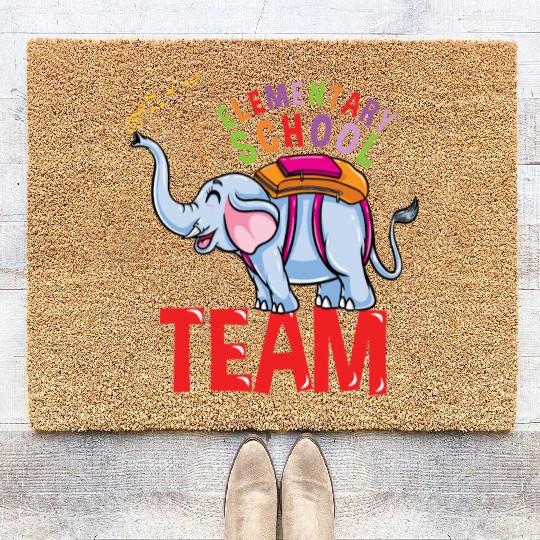 Back To School Elephant Elementary School Team Coir Doormats