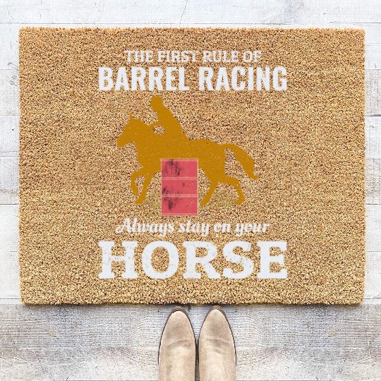Barrel Racer Rodeo Racing Horse Riding Race Funny Coir Doormats