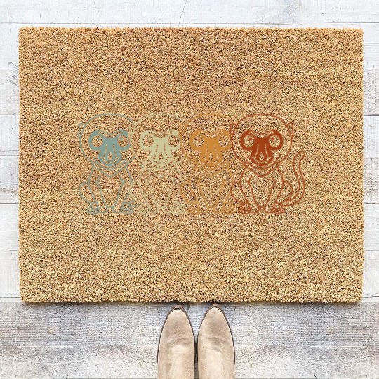 Retro Proboscis Monkey Ape Wildlife Zookeeper Coir Doormats